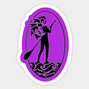 Wavy Hair Paddle Boarder SUP Sticker